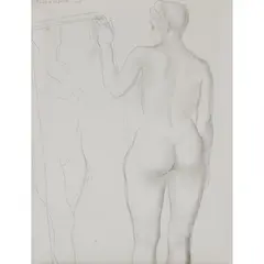 Barbara Hepworth, FIGURE AND MIRROR, 1948, pencil and gesso on board