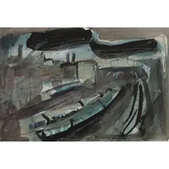Tony Giles, PENZANCE STATION, 1985, ink and watercolour on paper