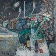 Donald Manson, NIGHT WINDOW, Oil on board