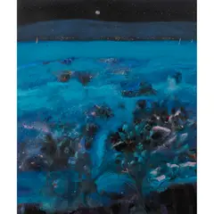 Charles T. K. MacQueen, UNTITLED (SEASCAPE NOCTURNE), oil and mixed media on board