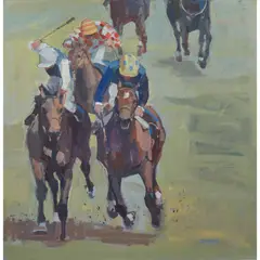 Catriona Campbell, THE LAST LAP, oil on canvas board