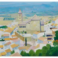 CHURCH OF SAN JUAN BAUTISTA, Vélez-Málaga by John Everard Kingsley, oil on canvas, sold Aug 2021