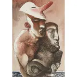 John Byrne, MASKED FIGURE WITH CLASSICAL HEAD IV, watercolour and ink
