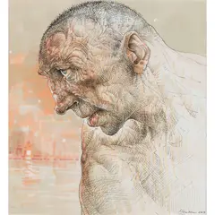 CLYDE by Peter Howson, mixed media on paper, sold Aug 2021