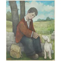 EARLY LESSON by Michael Scott, oil on canvas, sold Aug 2021