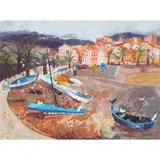 Christine Woodside, CLEARING STORM, COLLIOURE, oil and mixed media on board