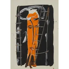 Bruce McLean, ORANGE FACE, 1984, Oil on paper