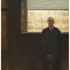 Iain Faulkner, PORTRAIT OF THE ARTIST'S BROTHER, oil and gold leaf on canvas