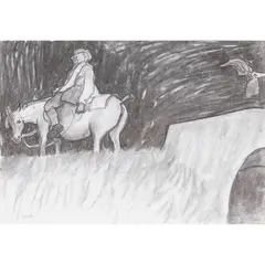 Alexander Goudie, "BUT LEFT BEHIND HER AIN GRAY TAIL", SKETCH FOR TAM O'SHANTER, charcoal
