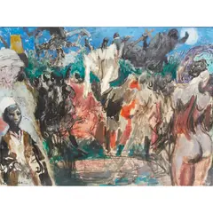 Feliks Topolski, THE SONG OF AFRICA, INCLUDING KING FREDDIE, THE KABAKA OF BUGANDA, 1947, oil on canvas