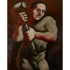 Gerard Morris, THE RAFT BUILDER, 1991, oil on paper