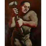 Gerard Morris, THE RAFT BUILDER, 1991, oil on paper
