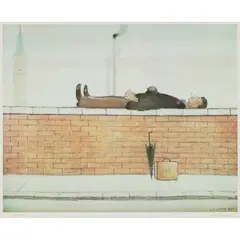 L. S. Lowry, MAN LYING ON A WALL, 1957, Off-set lithograph, 333/500
