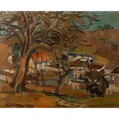 André Planson, Normandy Landscape, 1953, oil on canvas