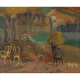 Wilson Bassett, Birds in the Park, 1958, oil on canvas