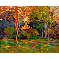 Cottage in the Park by Ken Moroney, oil on board, sold Oct 2021