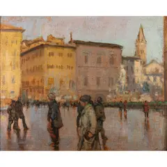 Ken Moroney, Piazza Della Signoria, Florence, oil on canvas laid on board