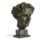 Jose Alberdi Elorza, Portrait Head of a Man, 1954, verdigris bronze on stepped marble base