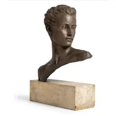 Grizel Niven, Bust of a head, patinated bronze