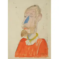 Jankel Adler, Portrait of de Borgraves, 1944, watercolour and crayon on paper