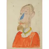 Jankel Adler, Portrait of de Borgraves, 1944, watercolour and crayon on paper