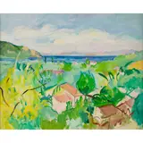 Edward Wolfe, Thassos, Greece, oil and pencil on artist's paper laid on canvas