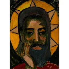 Edward Wolfe, Head of Christ, oil on paper/card