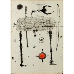 Warrior, 1956 by Martin Bradley, Indian ink, gouache and wash on paper, sold Oct 2021
