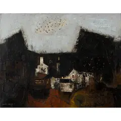 Louis James, Landscape with White Houses, 1953, oil on canvas