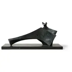Stephen Clutterbuck, Two Piece Reclining Figure, 2003, patinated resin on slate base
