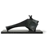 Stephen Clutterbuck, Two Piece Reclining Figure, 2003, patinated resin on slate base