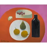 Mary Fedden, Black Bottle, Pear and Apples, 2009
