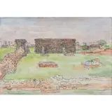 Anthony Gross, Church, Lesnes Abbey with Thamesmead and children, circa 1980