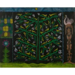 Scottish Wilson, Birds & Flowers, 1958, crayon and ink on paper