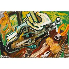John Bratby, Anvil & Axe, oil on canvas