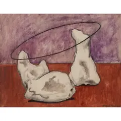 Stones and Ellipse, 1954 by Clifford Eric Martin Hall, oil on board, sold Oct 2021