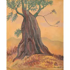 John Melville, Tree of Hope, 1973, oil on hessian
