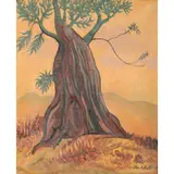 John Melville, Tree of Hope, 1973, oil on hessian