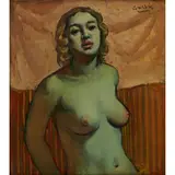 William Crosbie, BLONDE NUDE AGAINST STRIPED GOLD BACKGROUND