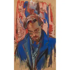 William Crosbie, PORTRAIT OF CROMBIE SAUNDERS, gouache on brown paper