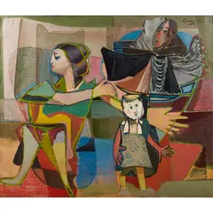 William Crosbie, MOTHER AND CHILD, oil on canvas