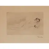 FEMME NUE COUCHÉE (TOURNE à DROITE) by Pierre-Auguste Renoir, Etching, c.1906, the second (final) state, sold Jul 2021