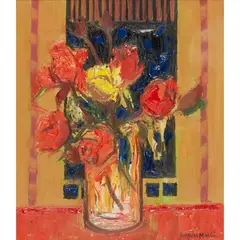 David M. Martin, ROSES IN A GLASS, oil on board