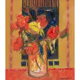 David M. Martin, ROSES IN A GLASS, oil on board