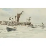 James McBey, BRIGHTLING SEA, pen and ink and watercolour