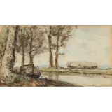 James McBey, BARGE ON A CANAL
