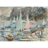 Adam Bruce Thomson, ASSEMBLING FOR THE REGATTA, watercolour