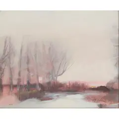 Mardi Barrie, SIMPLY WINTER SUNSET, mixed media on board