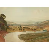 Tom Scott, LAST OF THE DAYLIGHT - THE TWEED AT LEADERFOOT, watercolour