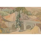 Robert Scott Irvine, TORGOYLE BRIDGE, pencil and watercolour on buff paper